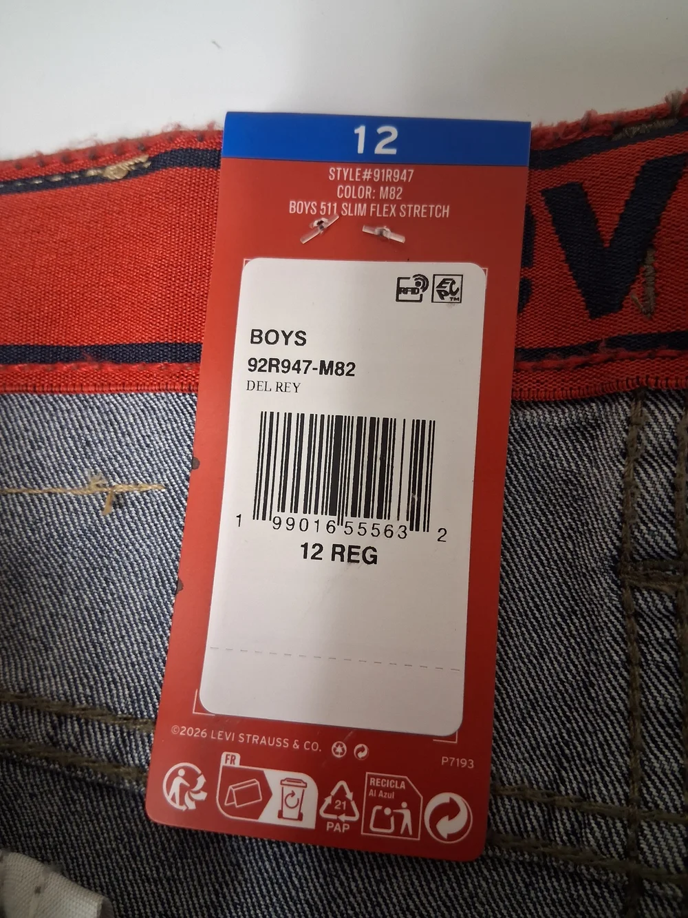 Boys Red Tag Levi Jeans Size 12 512 Slim Flex Stretch New With Tags W26 L/27